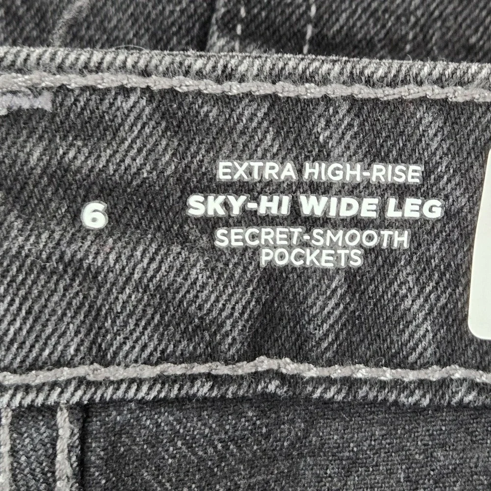Old‎ Navy Women Jeans 6 Black Denim Two Tone Wide-Leg Sky-Hi Wide Leg Extra